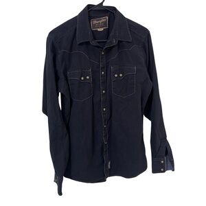 Wrangler retro men’s Black snap button down long sleeve Shirt size M